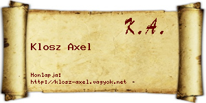 Klosz Axel névjegykártya